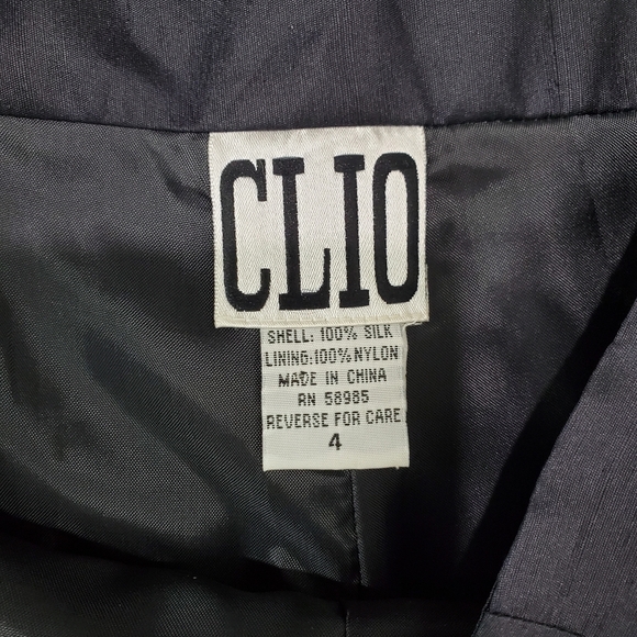 CLIO 100% Silk Top & Pants Set Green Wrap Top Black Pants Size S Top Size 4 Pant - Picture 15 of 16